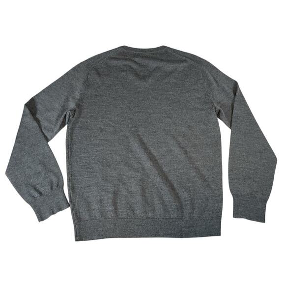 J Crew 100% Merino Wool Men's V Neck Sweater Gray Long Sleeve Tight Knit Medium - Picture 7 of 10